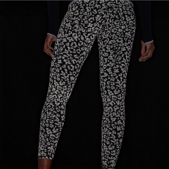 Athleta Pants - Athleta Ranier Reflective Tights Black Leopard